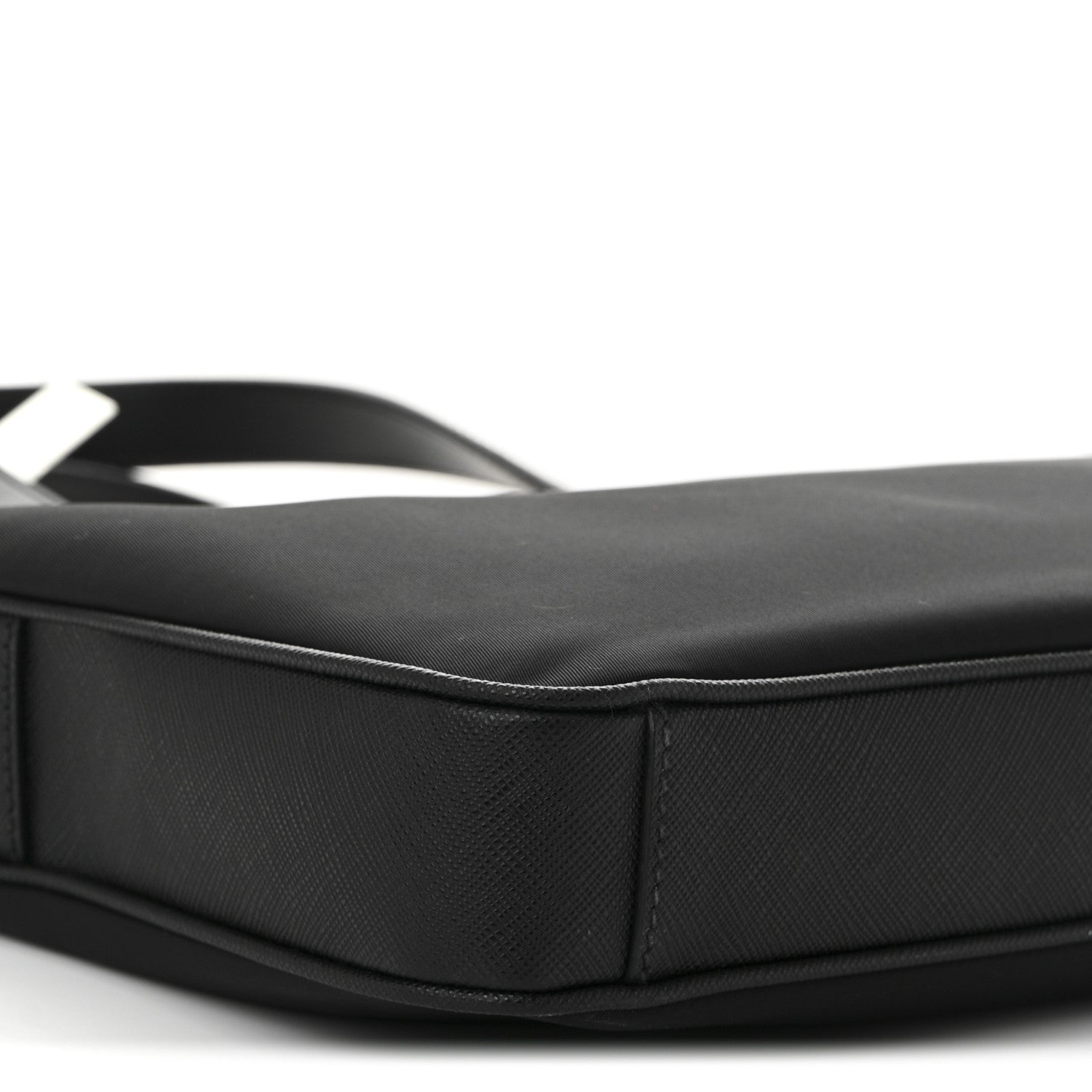Re-Nylon Saffiano Metal Triangle Logo Briefcase Black