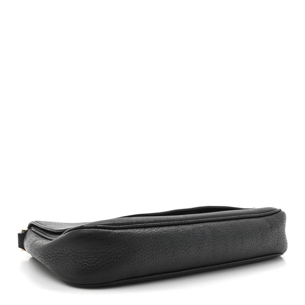 Pebbled Calfskin Medium Soho Flap Crossbody Black