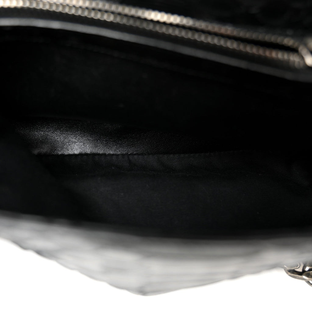 Calfskin Python Embossed Monogram Medium College Bag Black
