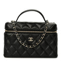 Caviar Quilted Top Handle Slim Vanity With Chain Black