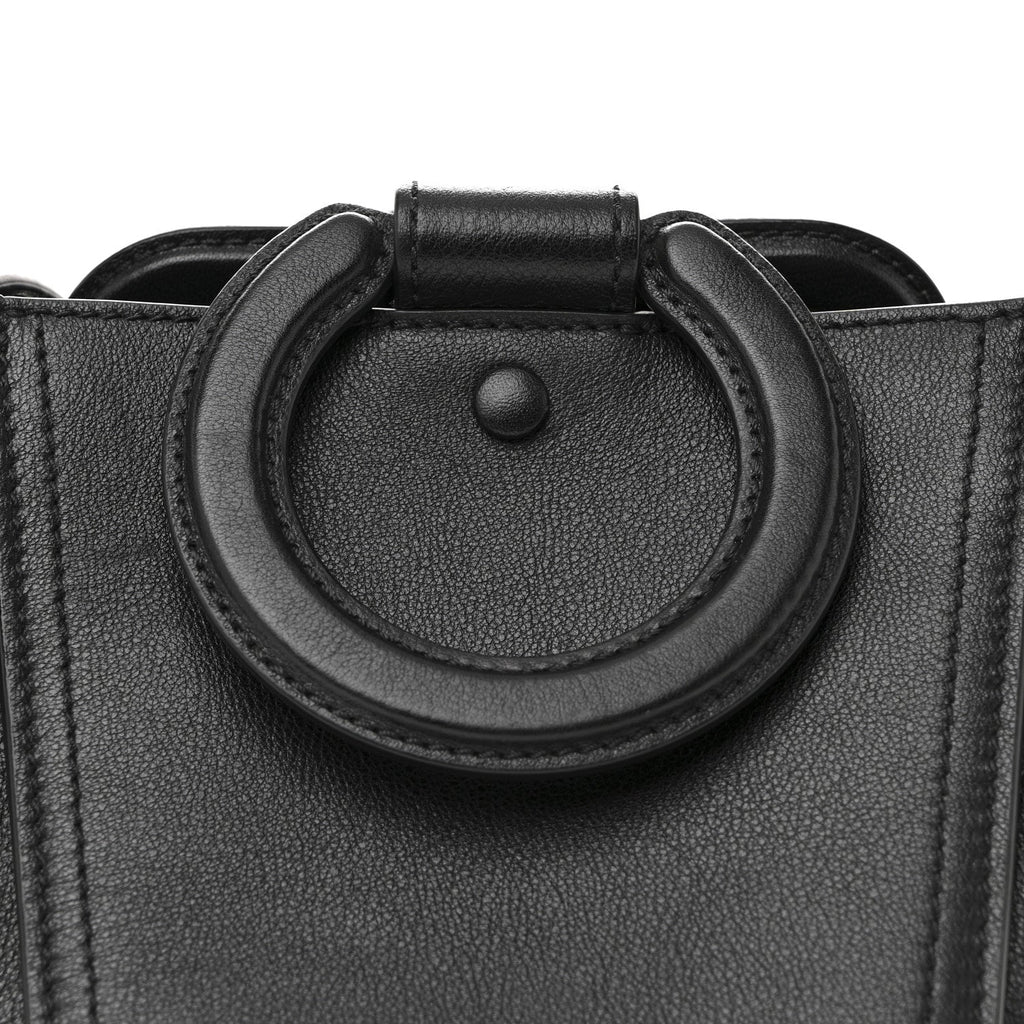 Silky Calfskin Mini Rider's Top Handle Bag Black
