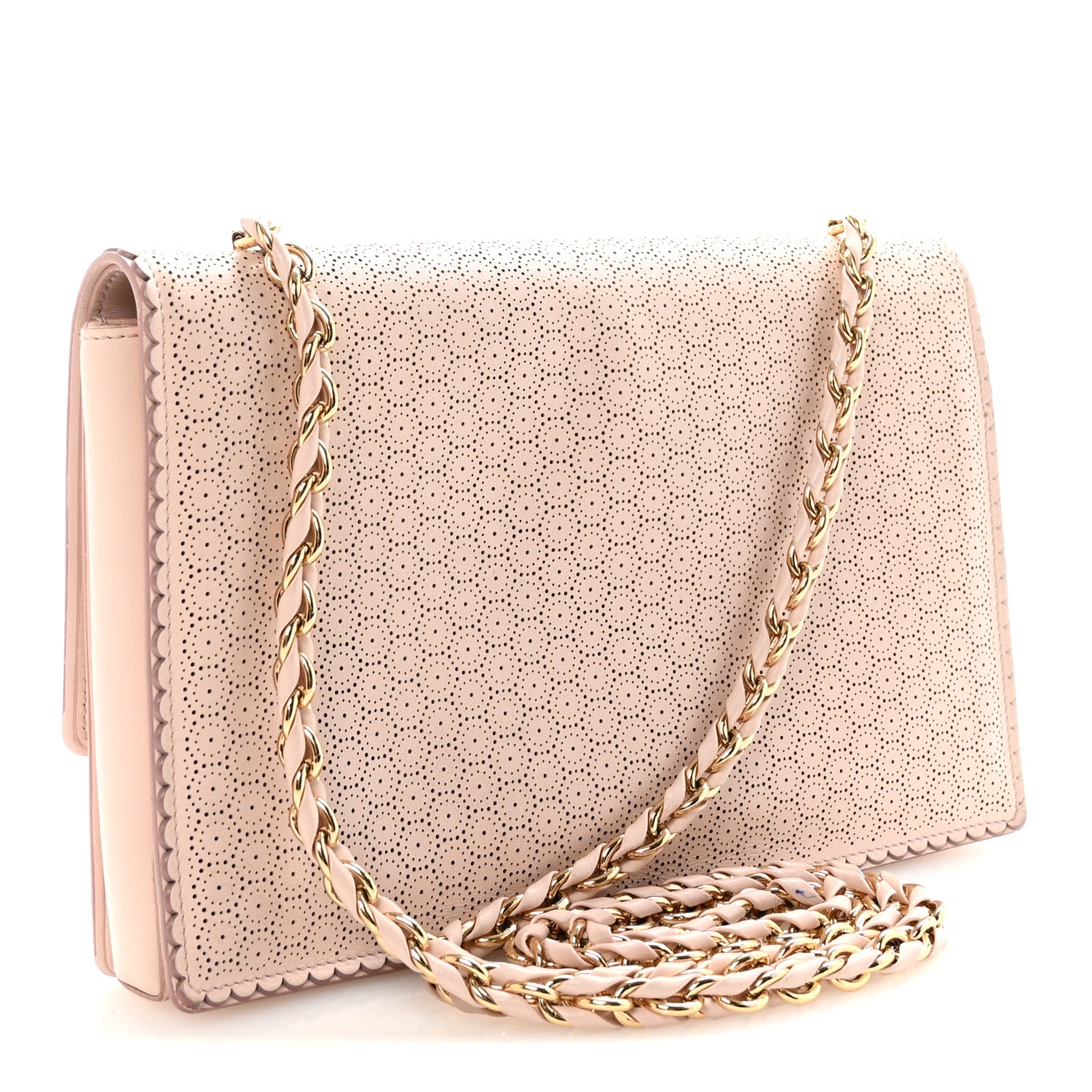 Perforated Calfskin Ginny Bow Crossbody Bag Light Pink