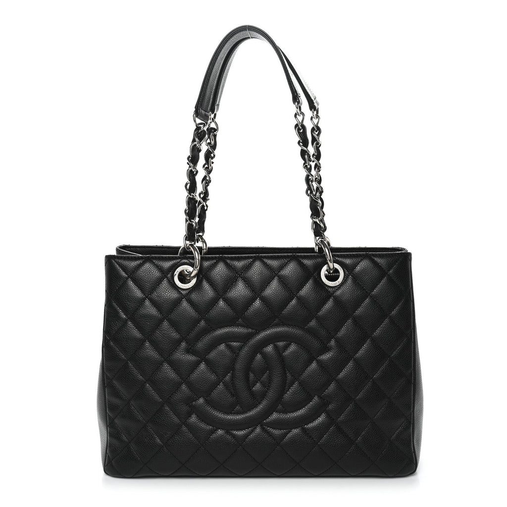 Caviar Quilted Grand Shopping Tote GST Black