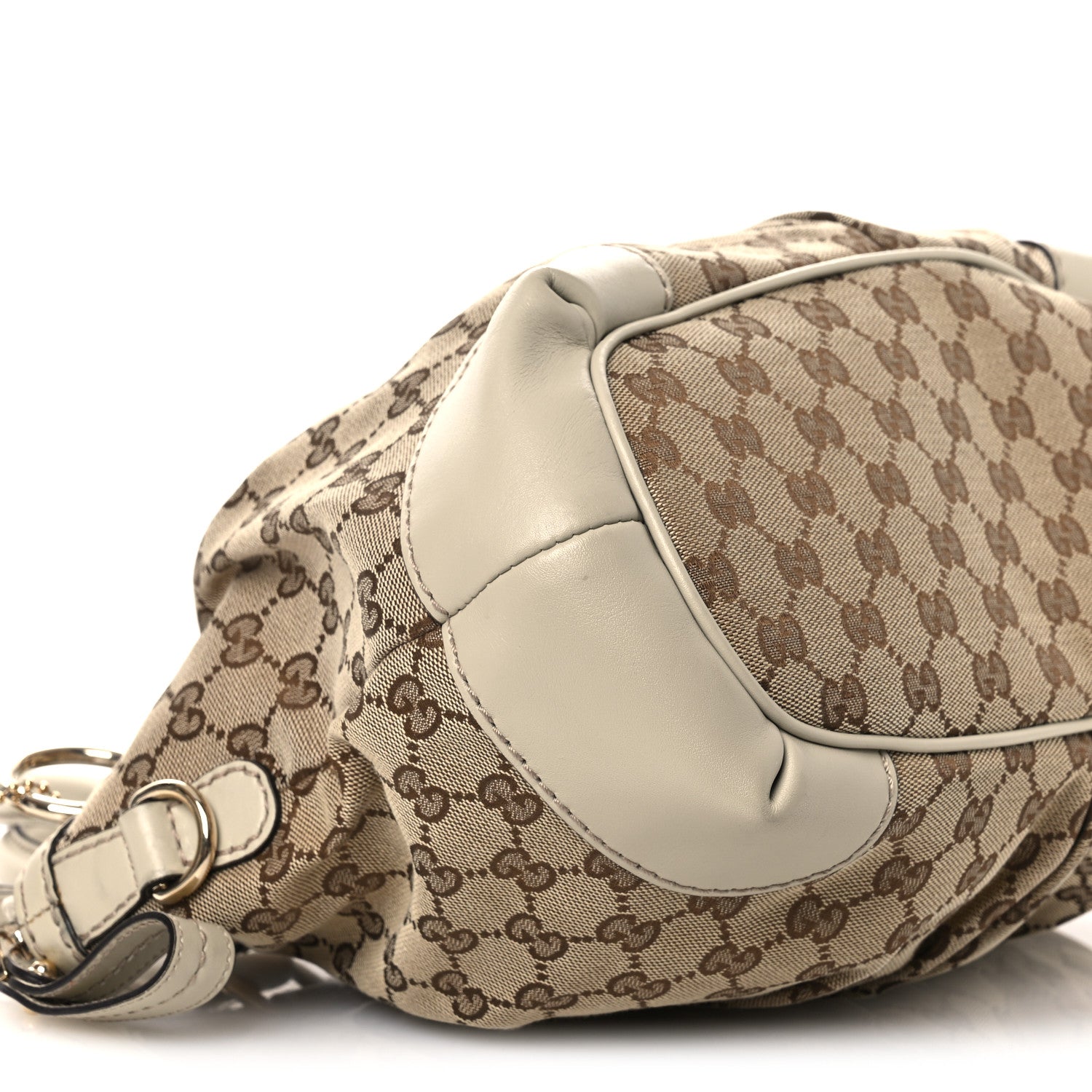 Monogram Margaux Calfskin Medium Sukey Top Handle Bag Beige Ebony Mystic White