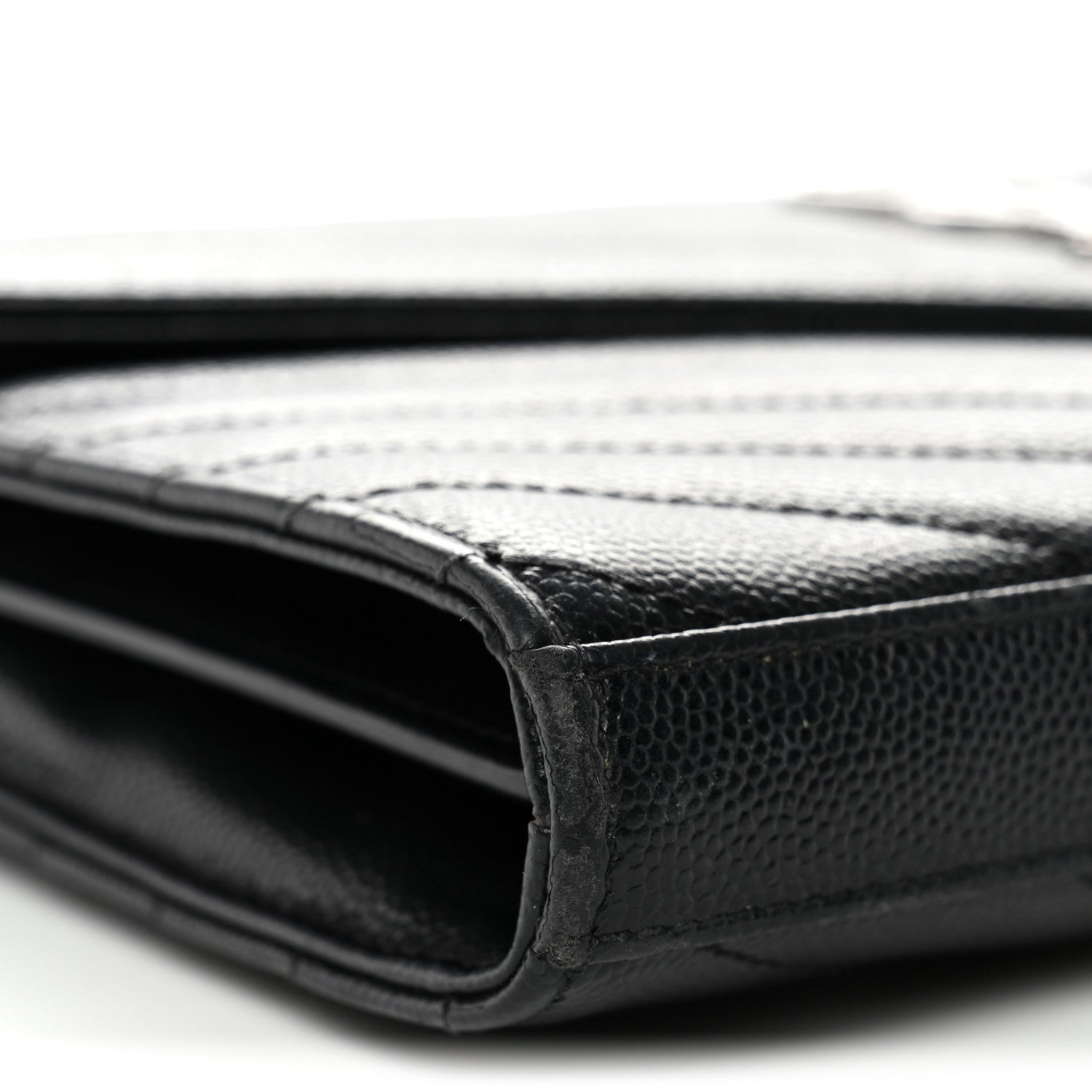 Grain De Poudre Matelasse Chevron Monogram Chain Wallet  Black