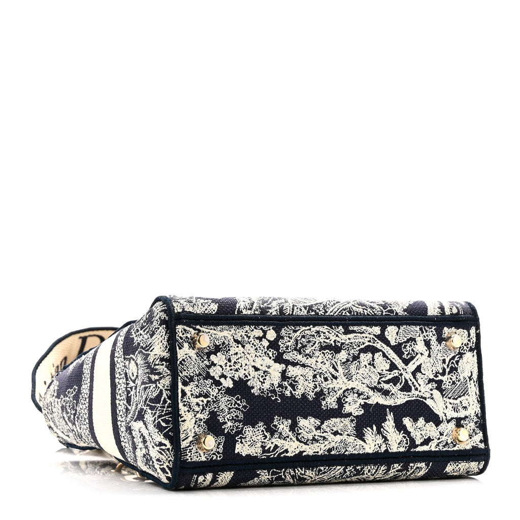 Canvas Toile De Jouy Embroidered Medium Lady D-Lite Navy