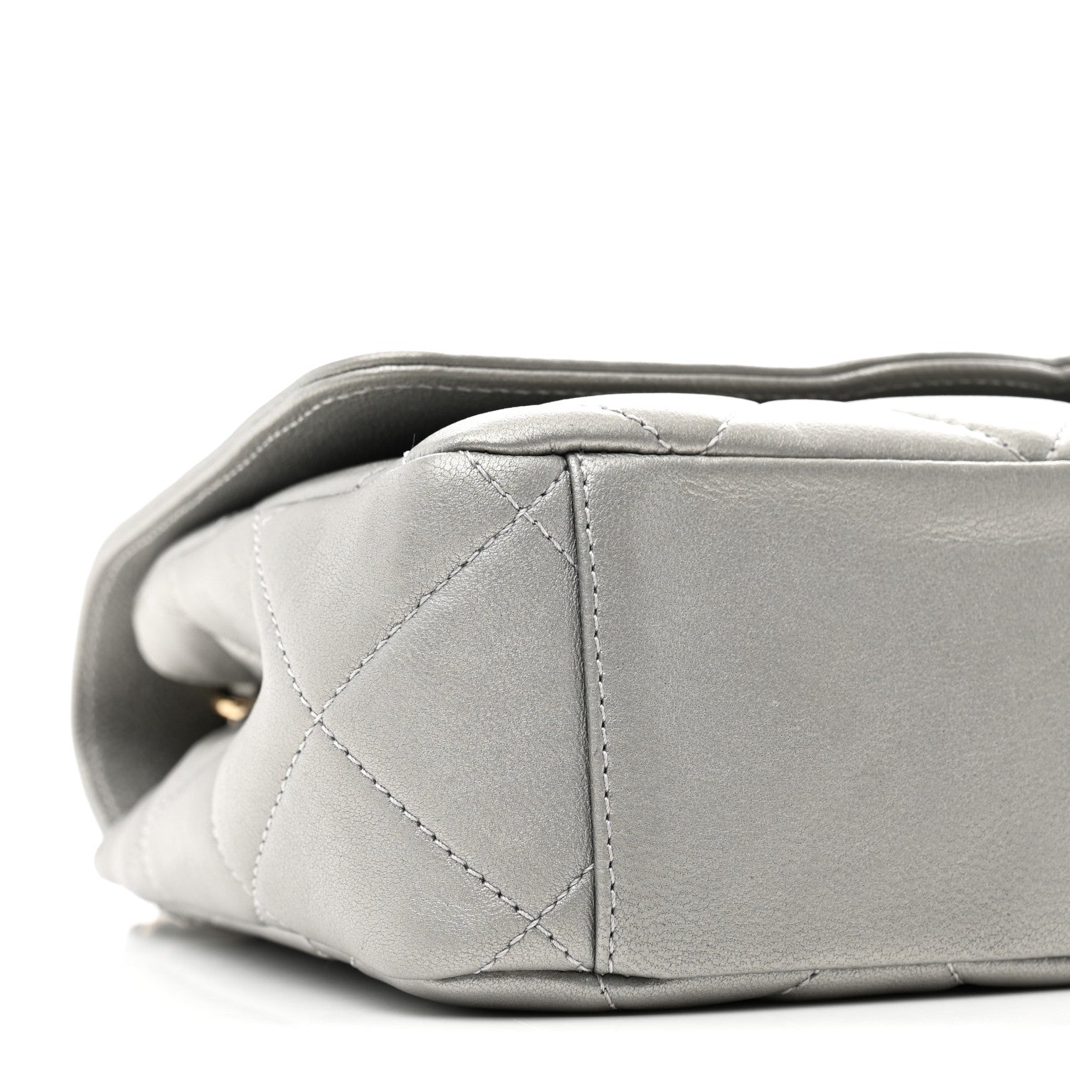 Metallic Goatskin Quilted Timeless CC Flap Silver