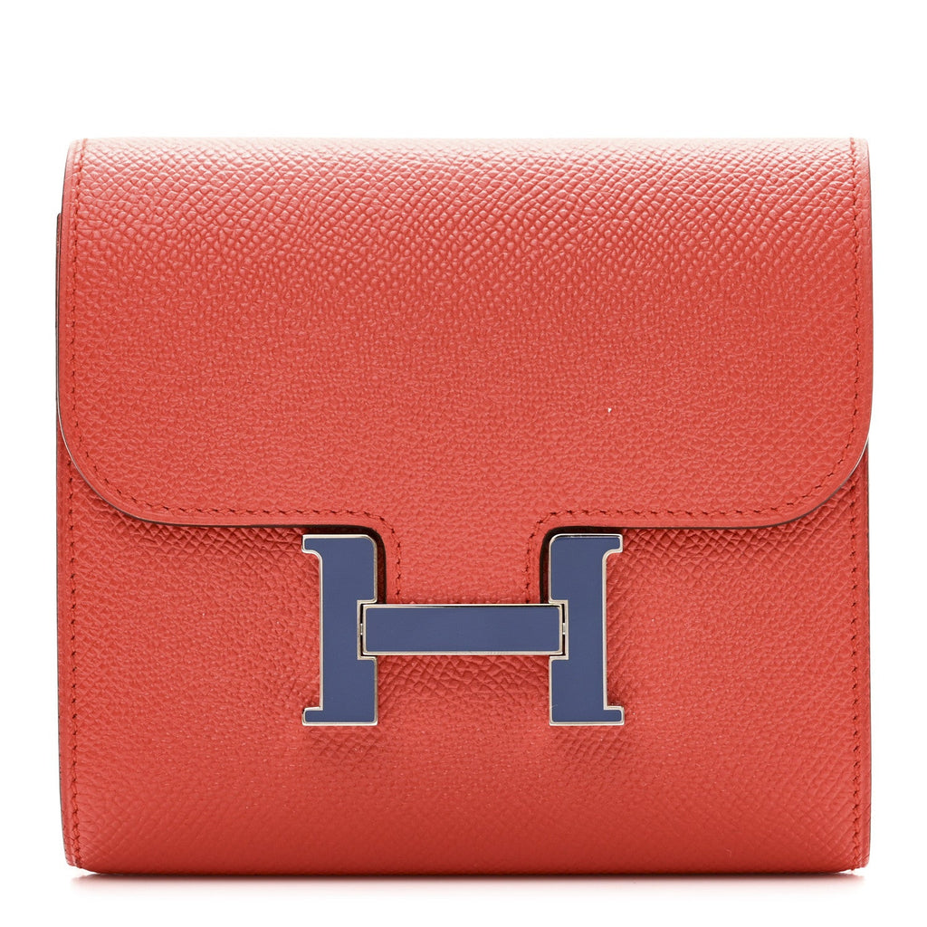 Epsom Enamel Constance Short Wallet Capucine Bleu Brighton