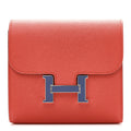 Epsom Enamel Constance Short Wallet Capucine Bleu Brighton