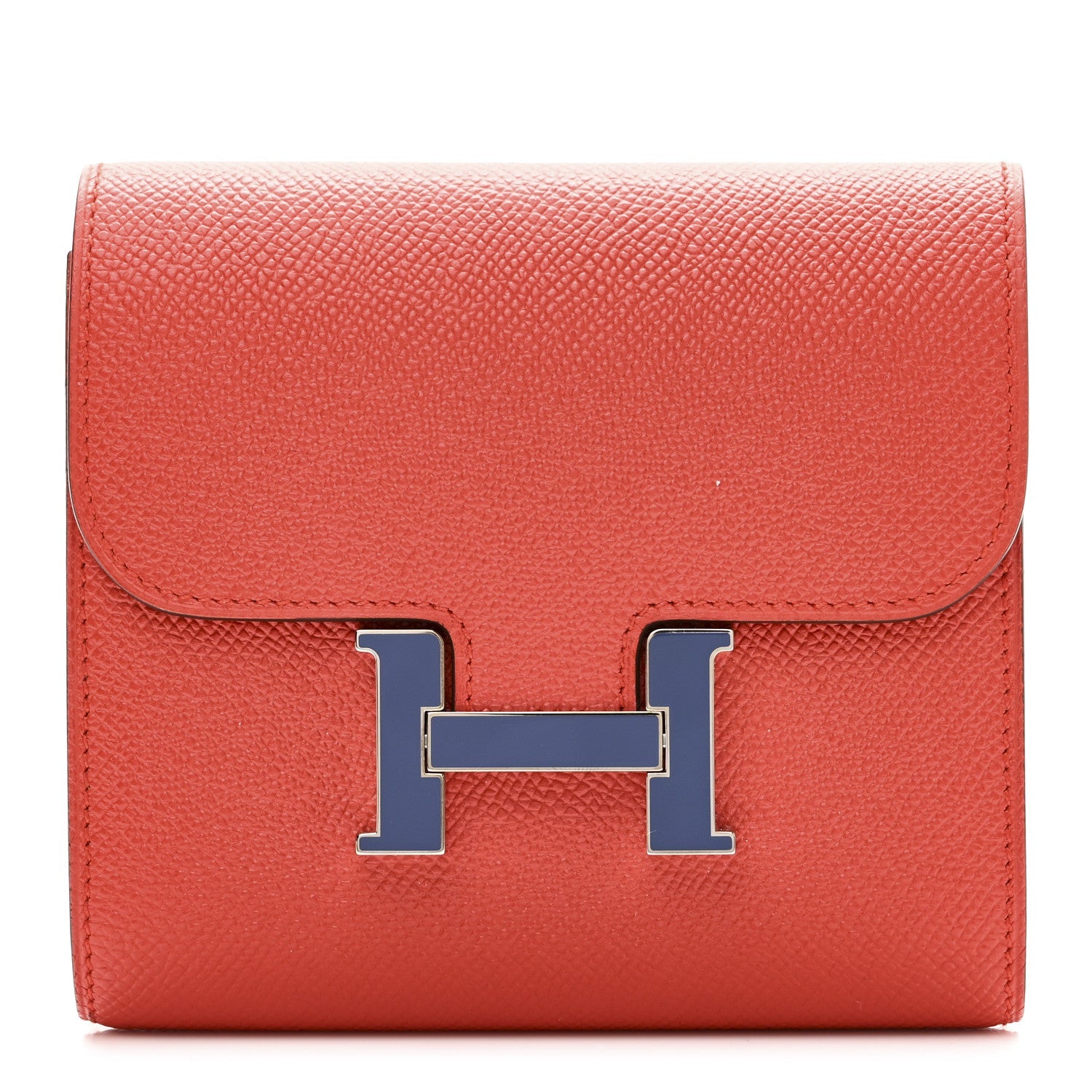 Epsom Enamel Constance Short Wallet Capucine Bleu Brighton