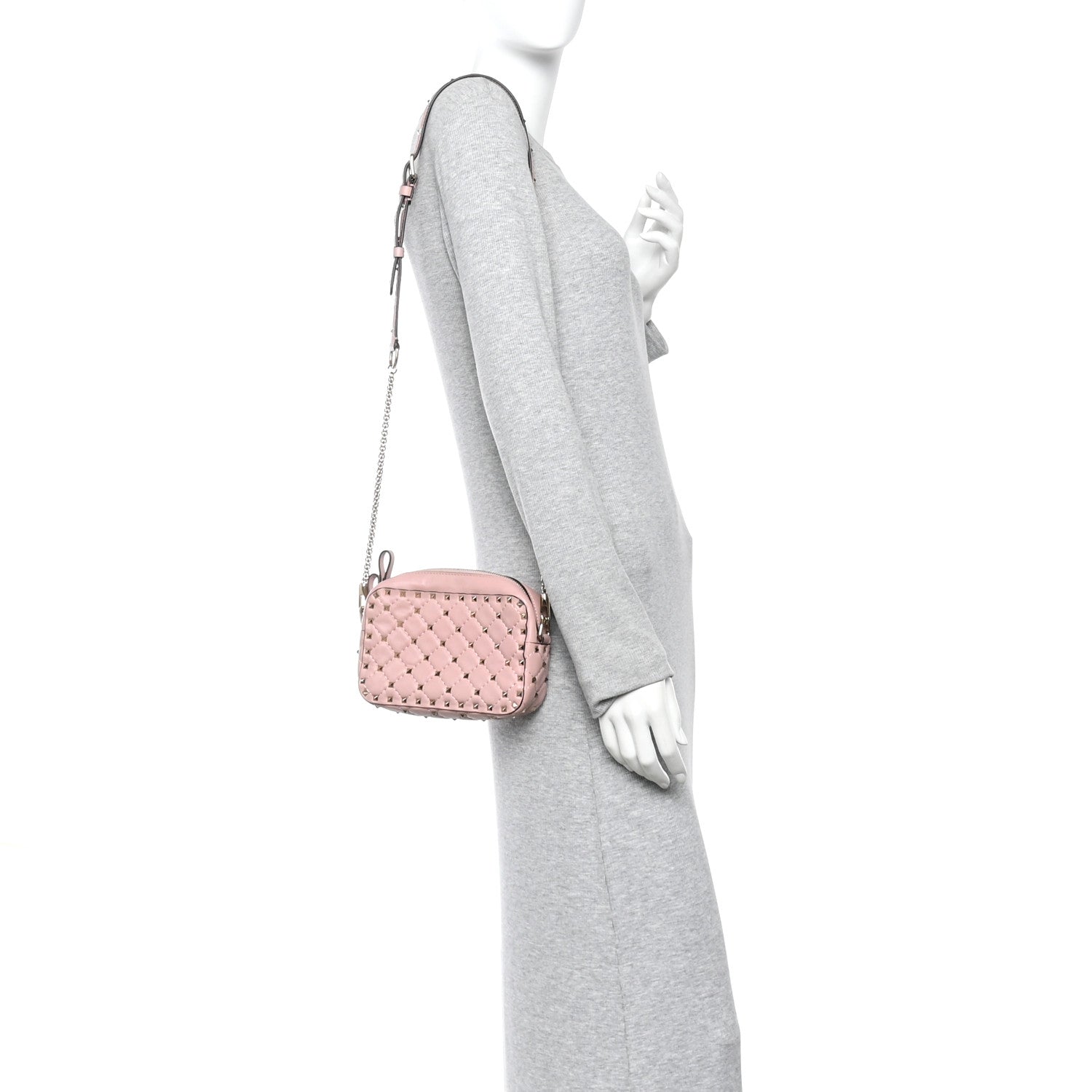 Nappa Rockstud Spike Camera Crossbody Bag Water Rose