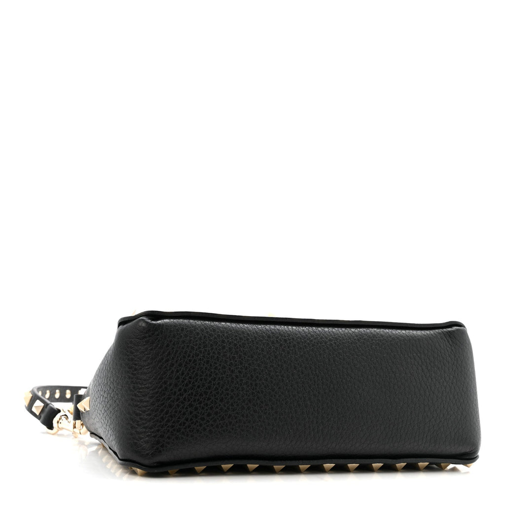 Grained Calfskin Small Rockstud All Over Crossbody Bag Black