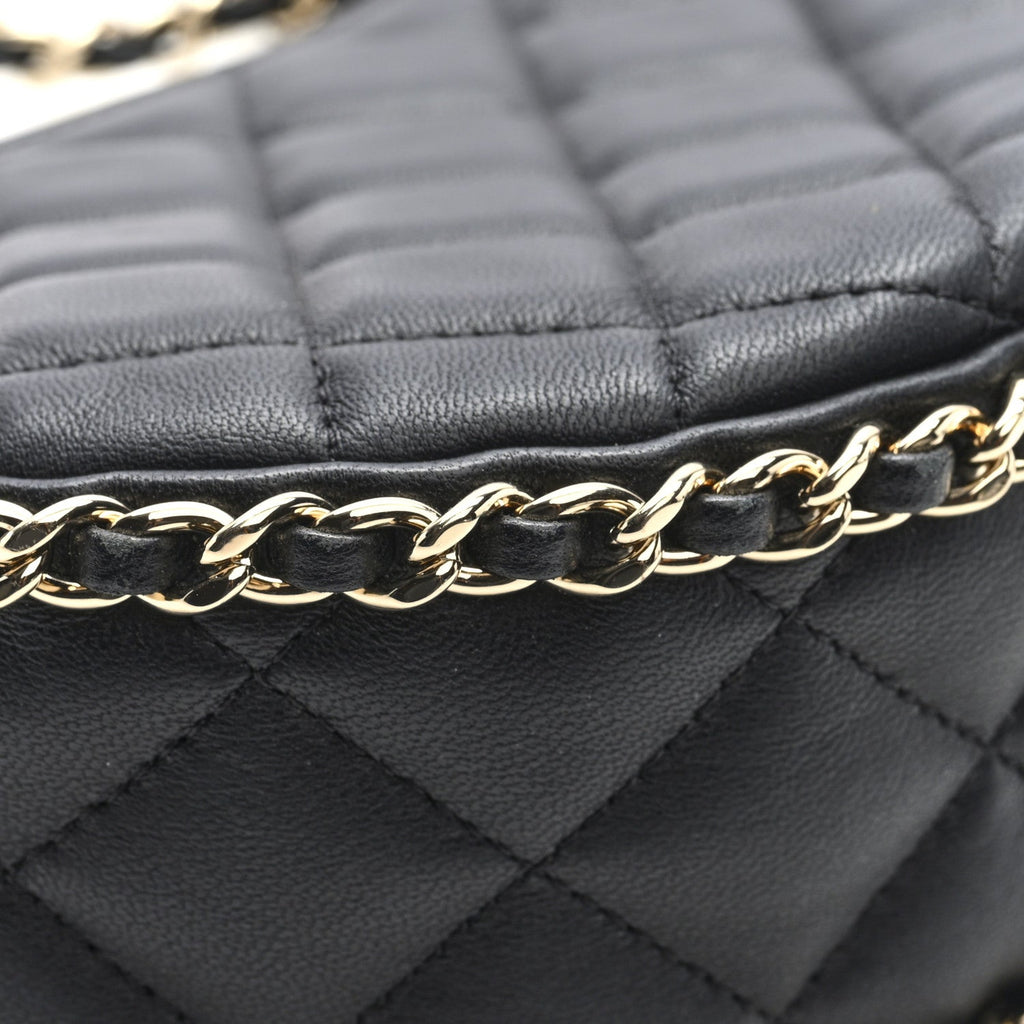 Lambskin Quilted Small Hobo Bag Black