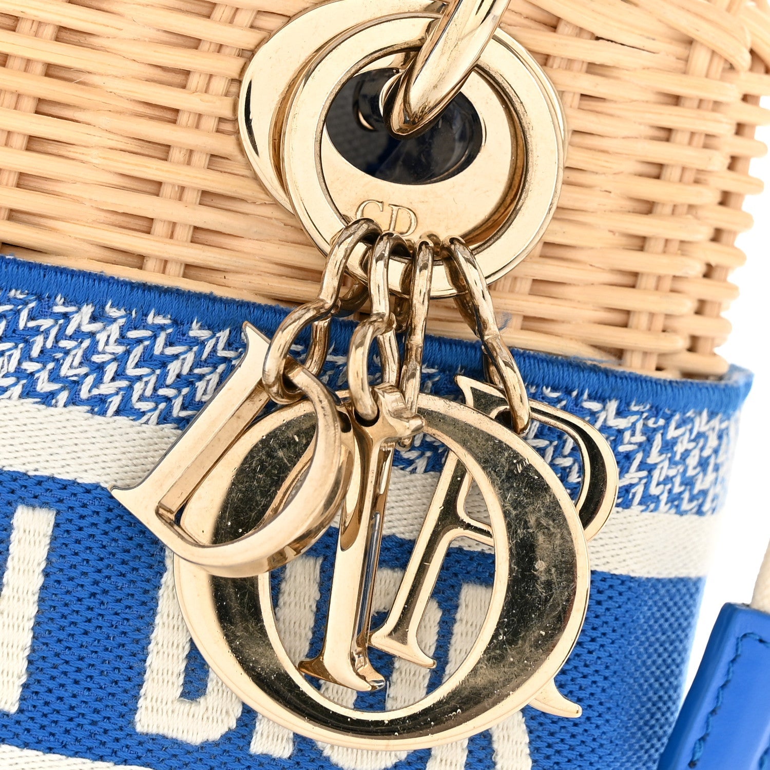 Wicker Oblique Mini Lady Dior Bag Florescent Blue