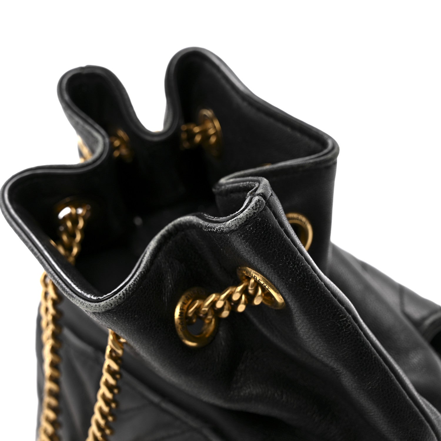 Lambskin Matelasse Monogram Joe Nano Bucket Bag Black