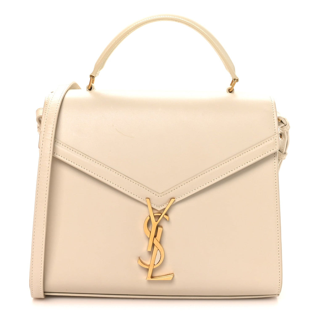 Smooth Calfskin Medium Classic Monogram Cassandra Top Handle Crema Soft Rouge Legion