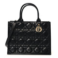 Calfskin Macro Cannage Medium Book Tote Black
