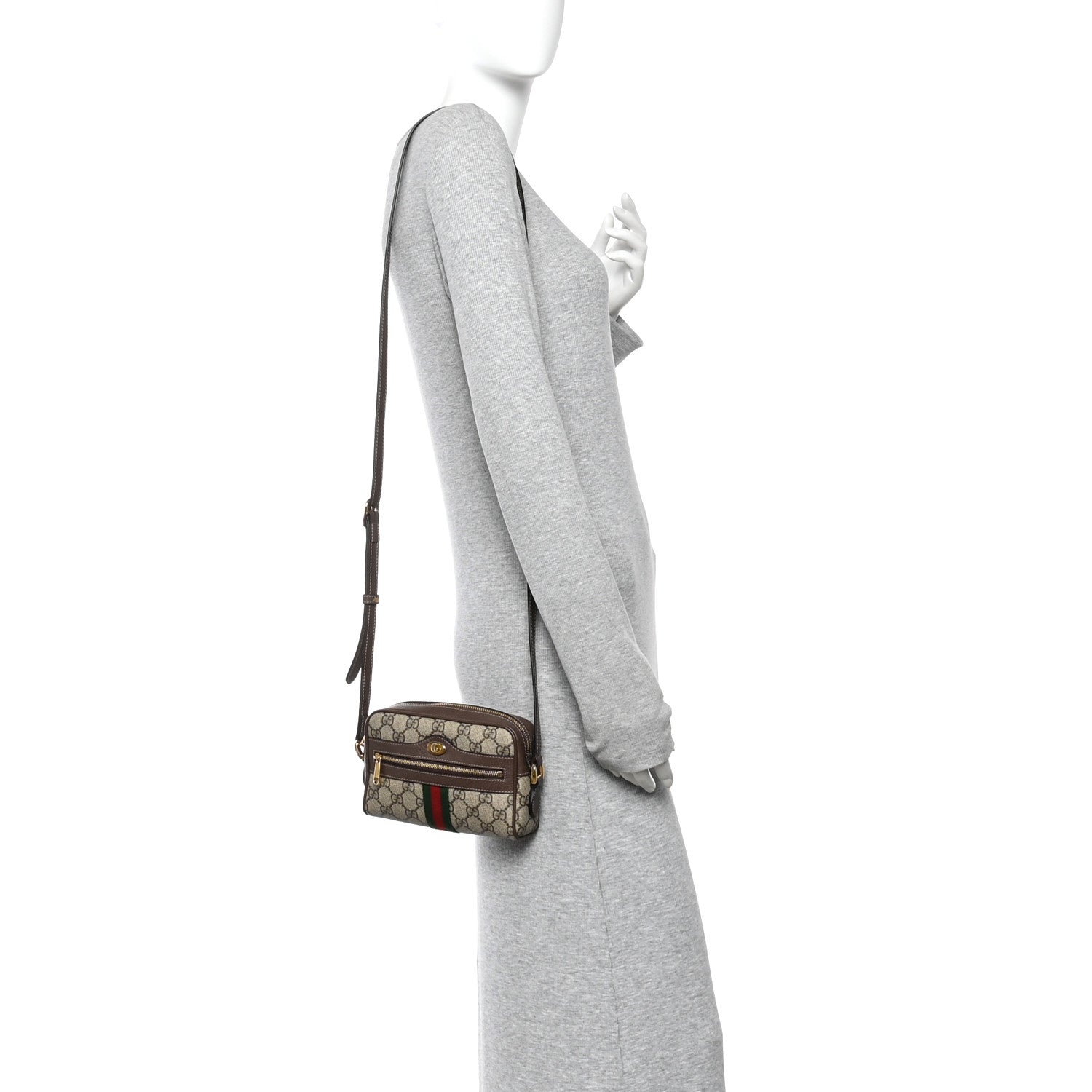 GG Supreme Monogram Web Mini Ophidia Shoulder Bag Brown