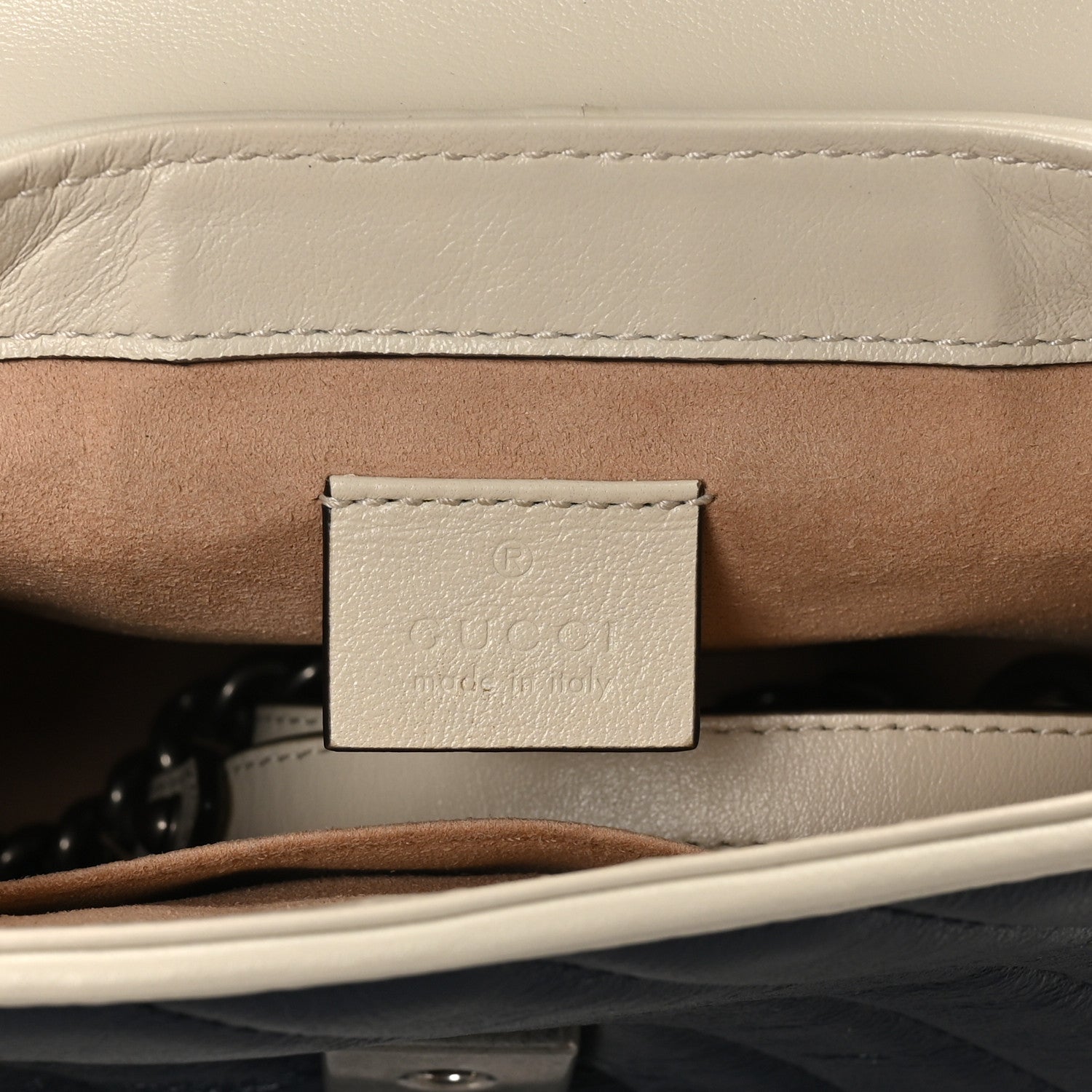 Vintage Effect Calfskin Matelasse Diagonal Mini Torchon GG Marmont Top Handle Shoulder Bag Blue Agata Mystic White