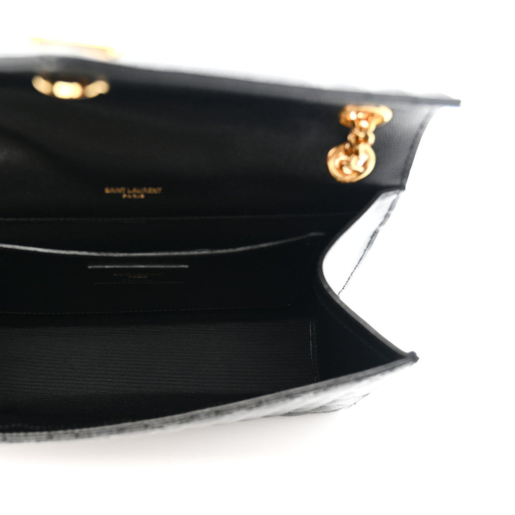 Grain De Poudre Textured Mixed Matelasse Triquilt Medium Monogram Satchel Black