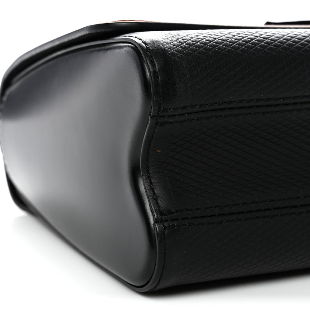 Calfskin Trompe L'oeil Twist Shoulder Bag MM Black Brown