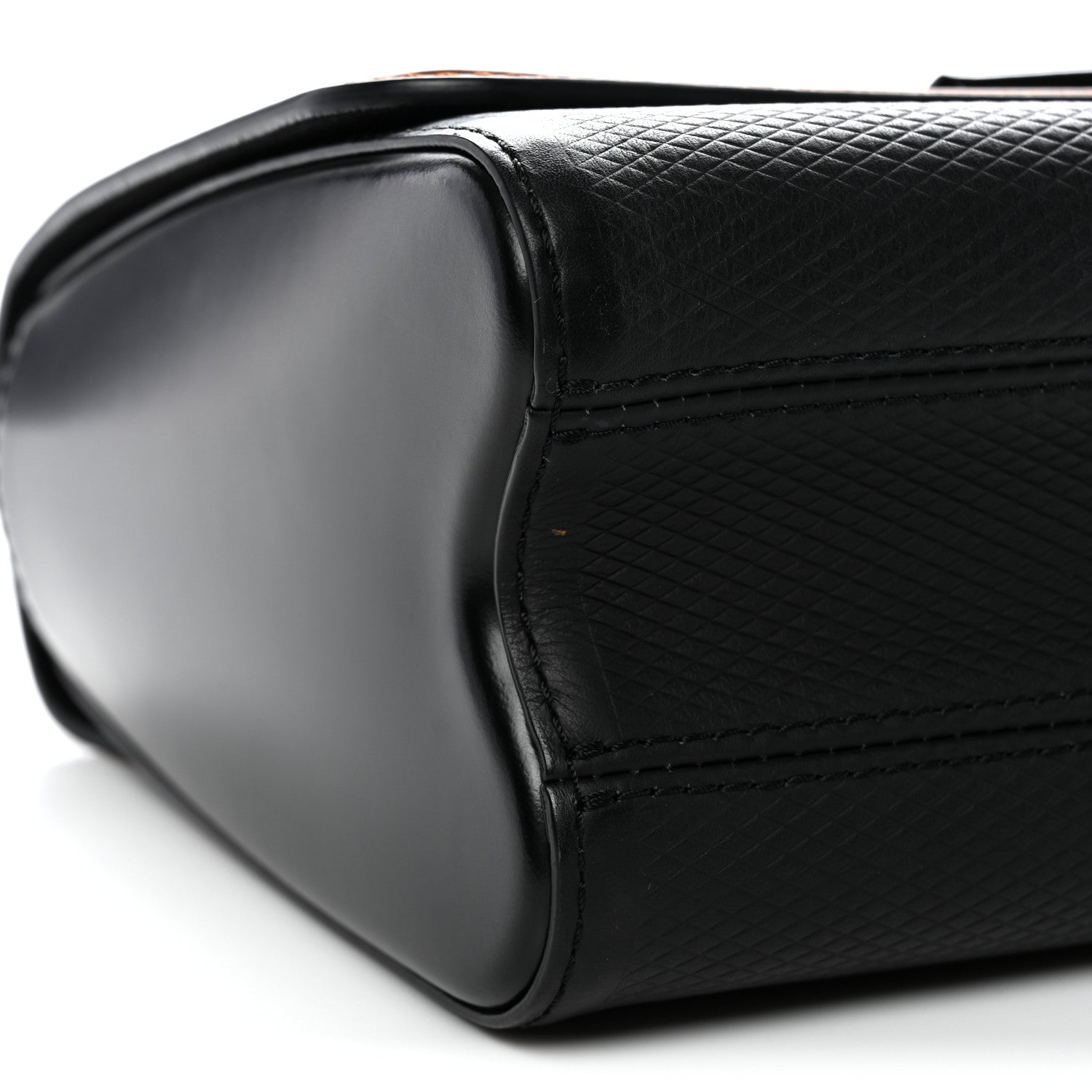 Calfskin Trompe L'oeil Twist Shoulder Bag MM Black Brown