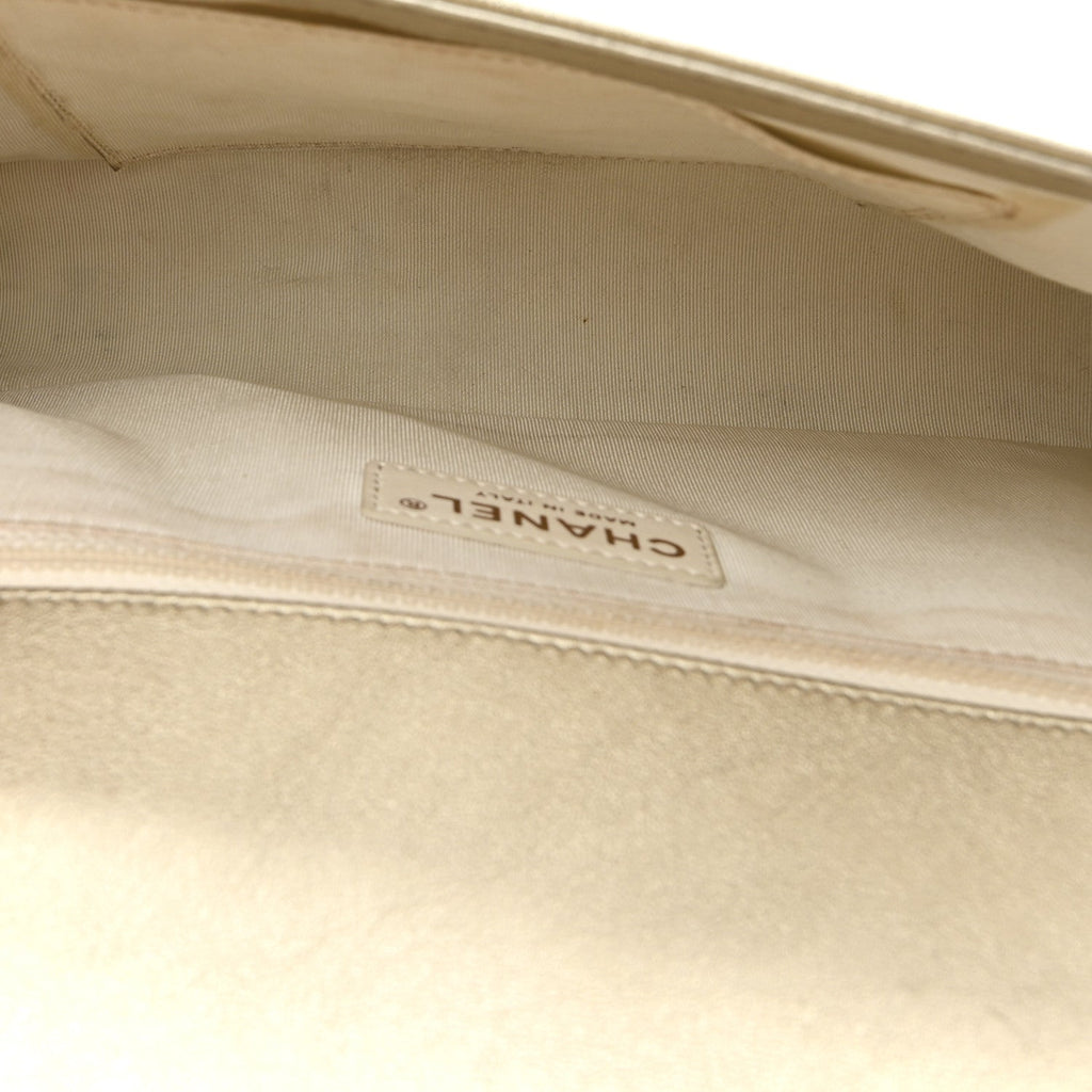 Lambskin Perforated Quilted New Medium Boy Flap Gold
