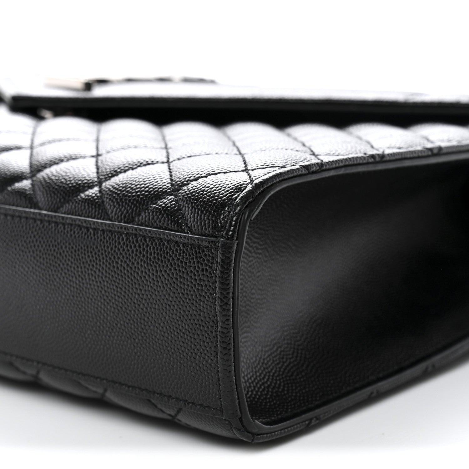 Grain De Poudre Textured Mixed Matelasse Large Triquilt Monogram Satchel Black