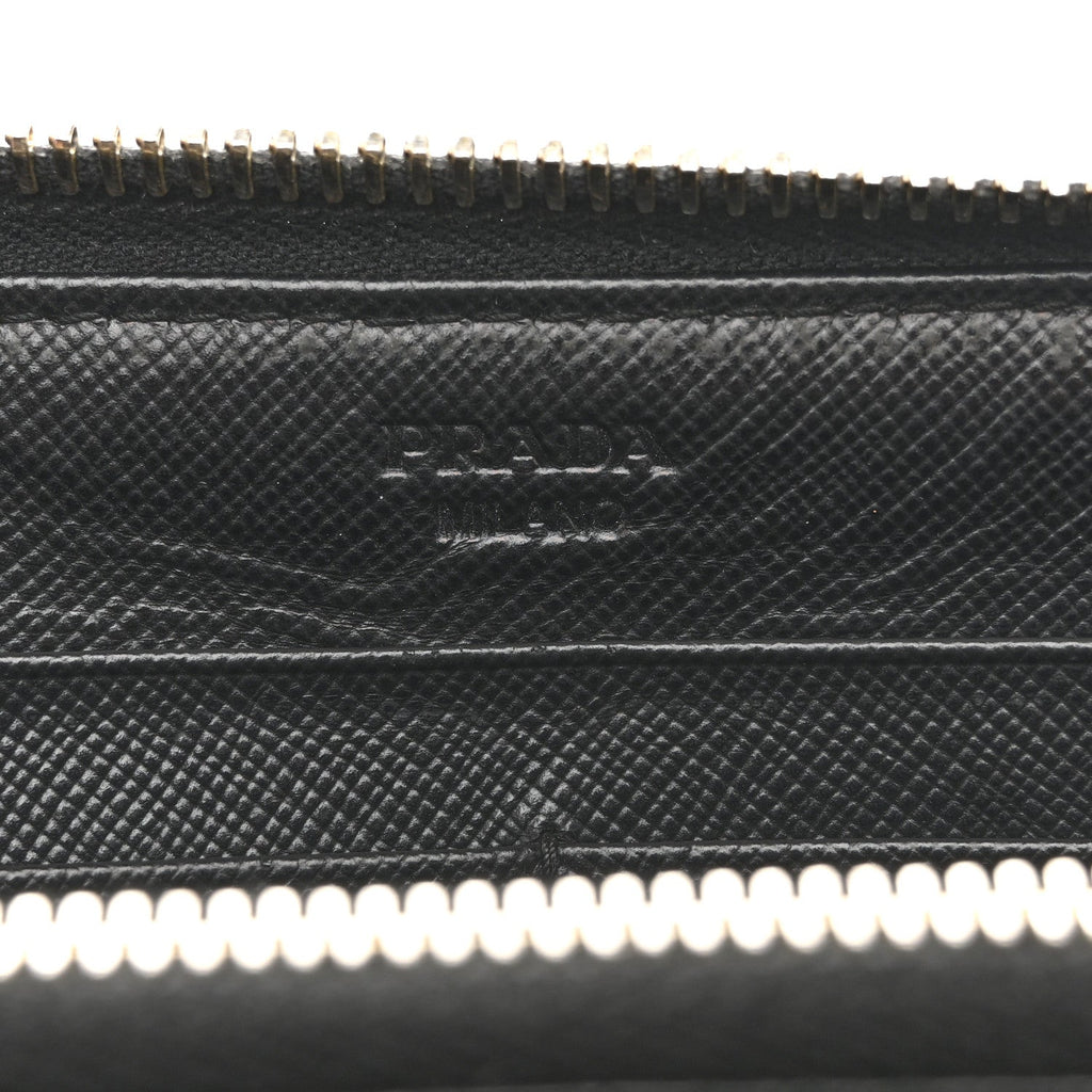 Saffiano Metal Zip Around Wallet Black