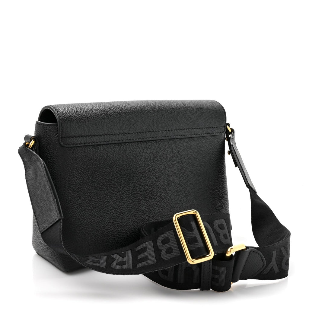 Coated Canvas Calfskin Vintage Check Medium Note Crossbody Bag Black