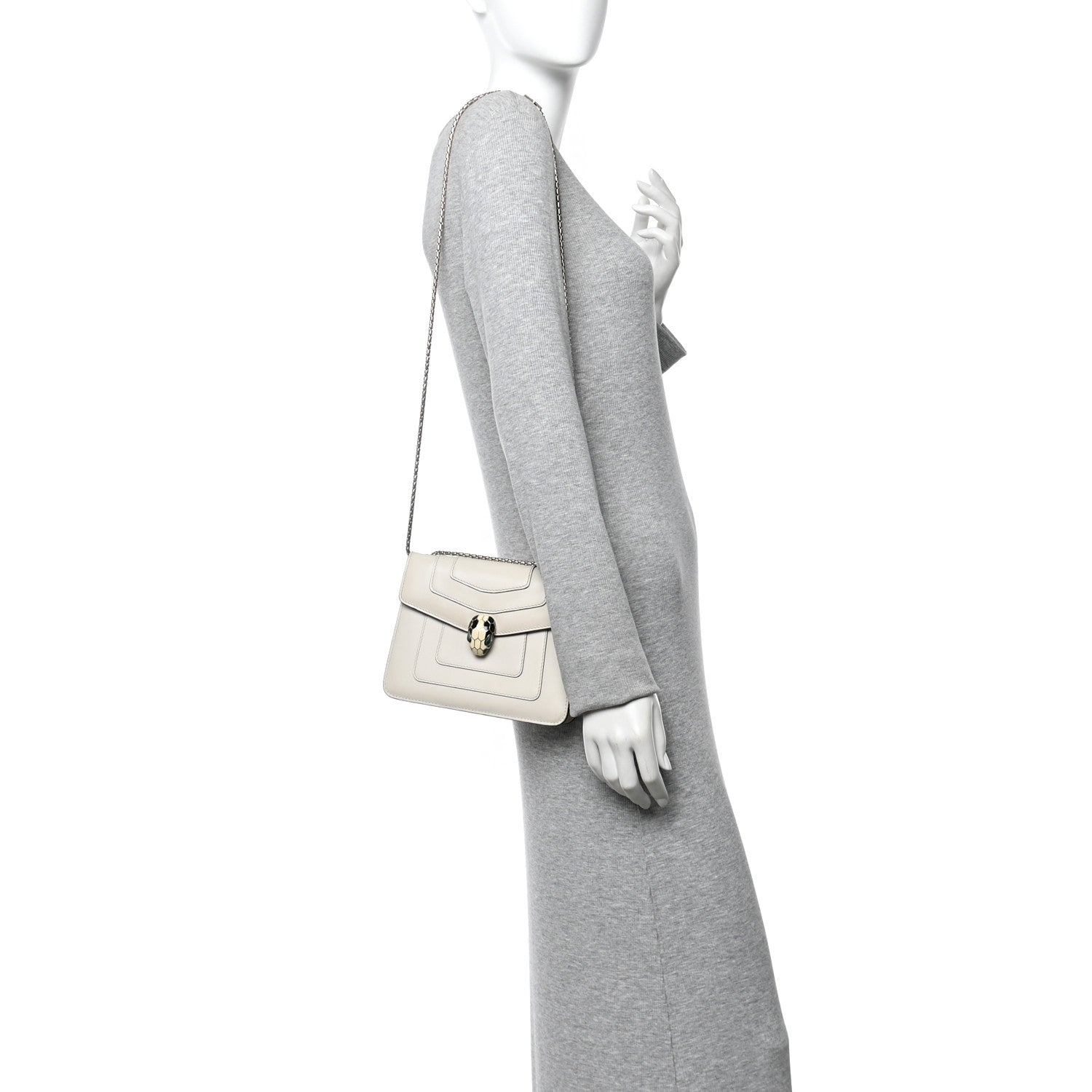 Calfskin Small Serpenti Forever Crossbody Bag White Agate