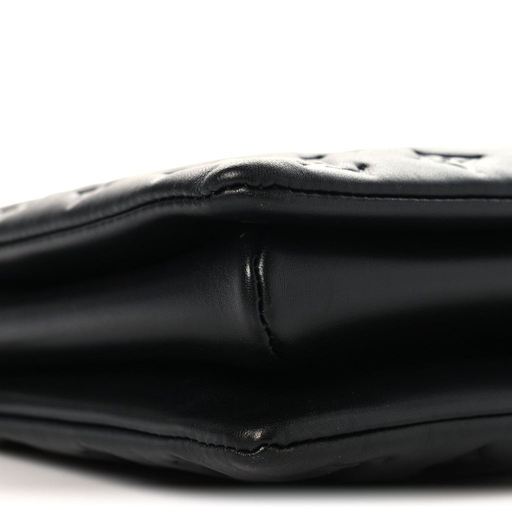 Lambskin Embossed Monogram Coussin MM Black