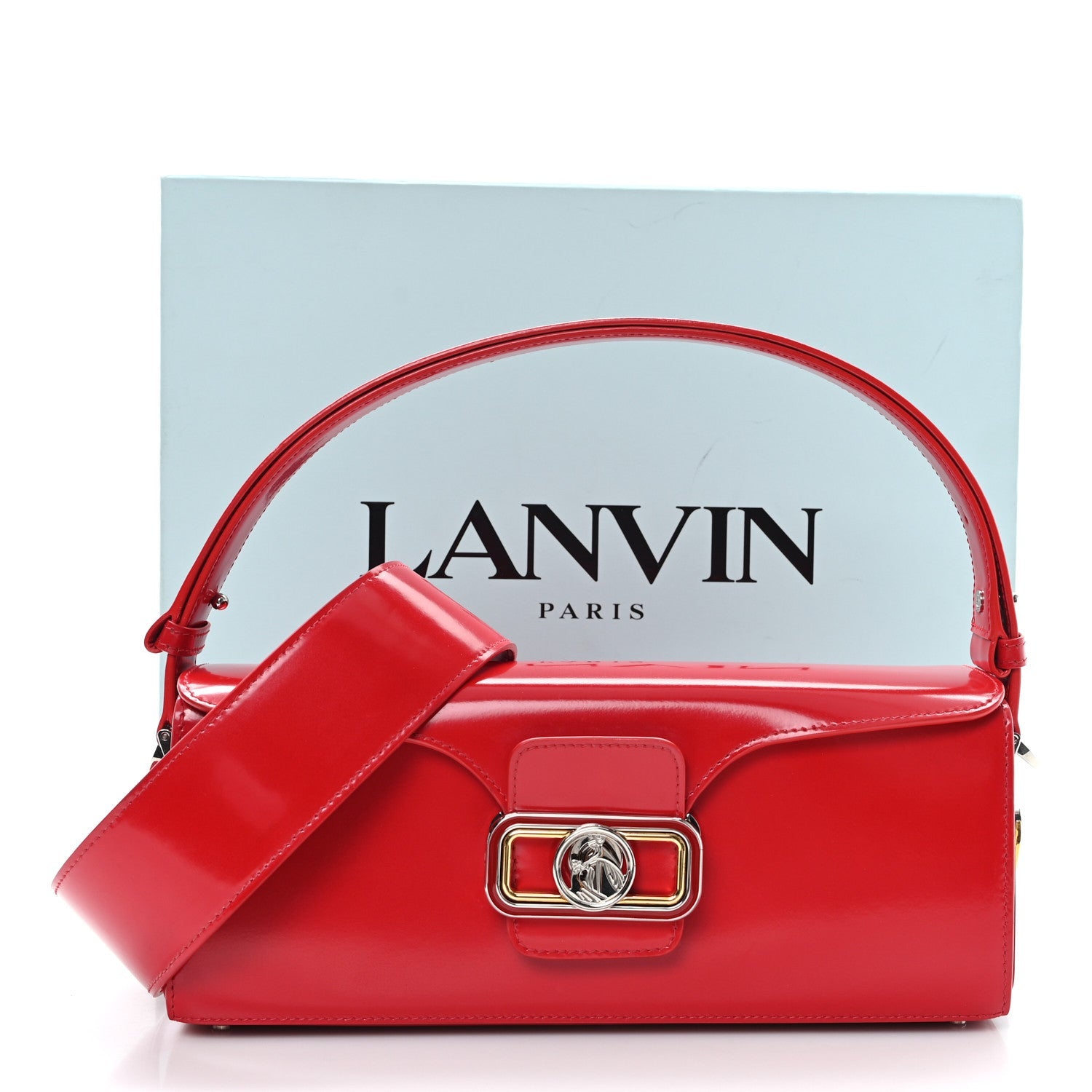 Shiny Calfskin Medium Pencil Shoulder Bag Rouge Lipstick