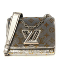 Sequins Monogram Twist Shoulder Bag PM Gold Silver