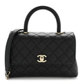 Caviar Quilted Mini Coco Handle Flap Black