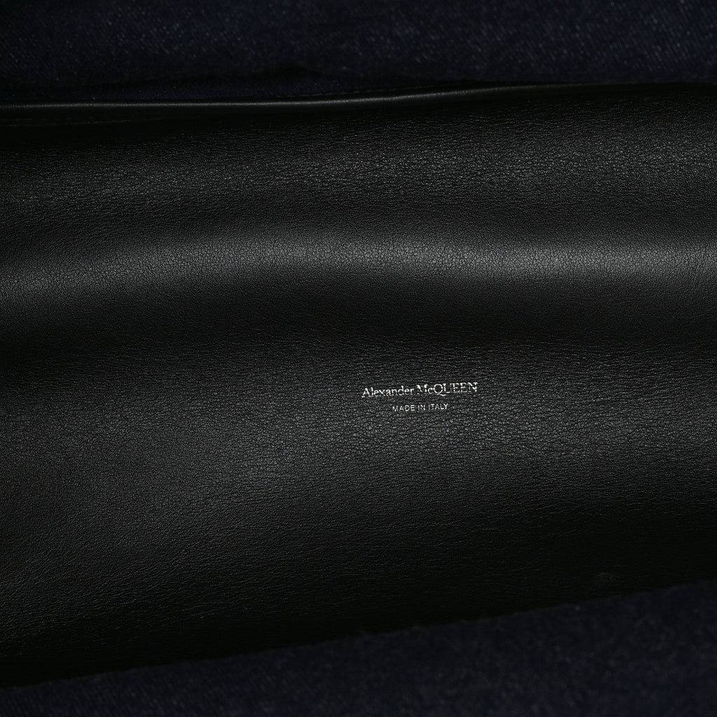 Calfskin Denim Large The Bow Bag Blue Black