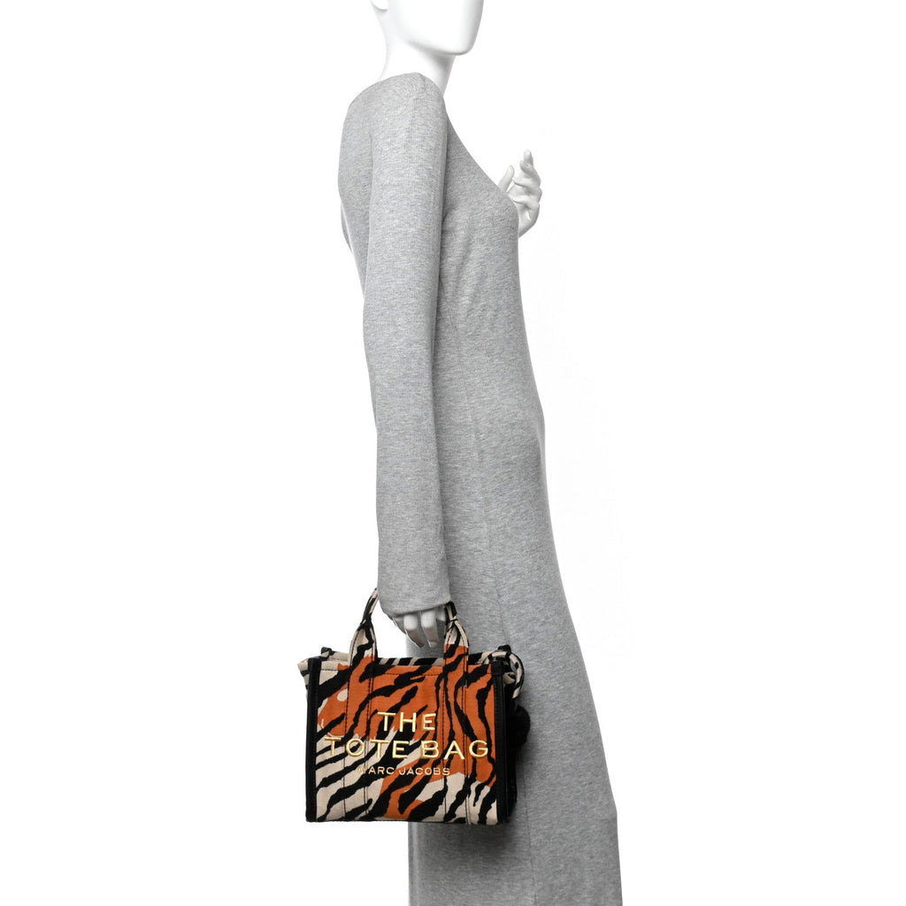 Cotton Canvas Zebra Tiger Print Mini The Traveler Tote Bag