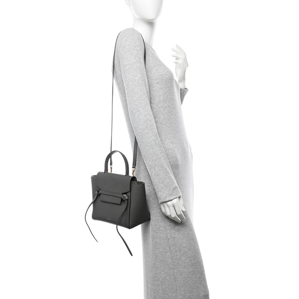 Grained Calfskin Nano Belt Bag Grey