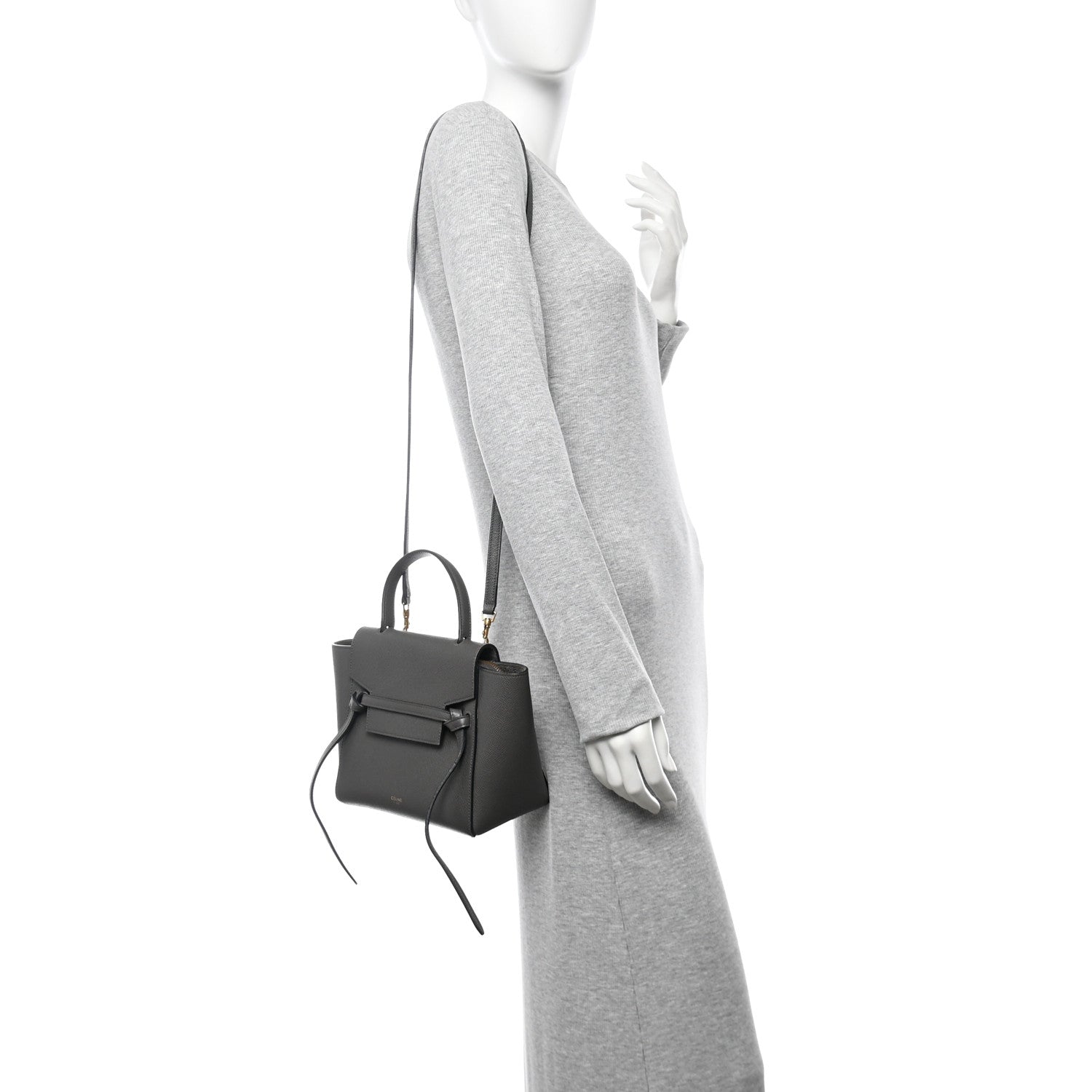 Grained Calfskin Nano Belt Bag Grey