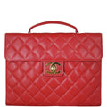 Chanel CC Quilted Briefcase | Red