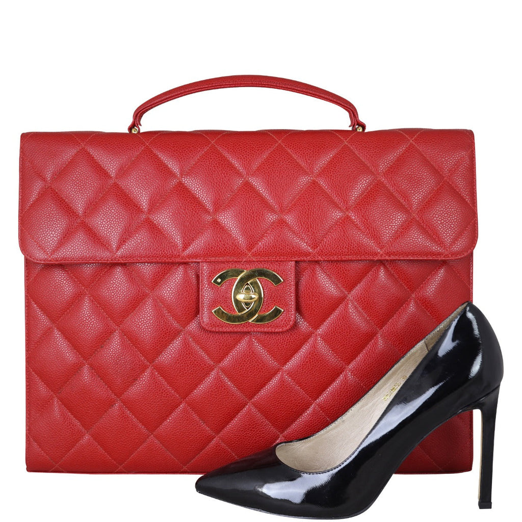 Chanel CC Quilted Briefcase | Red