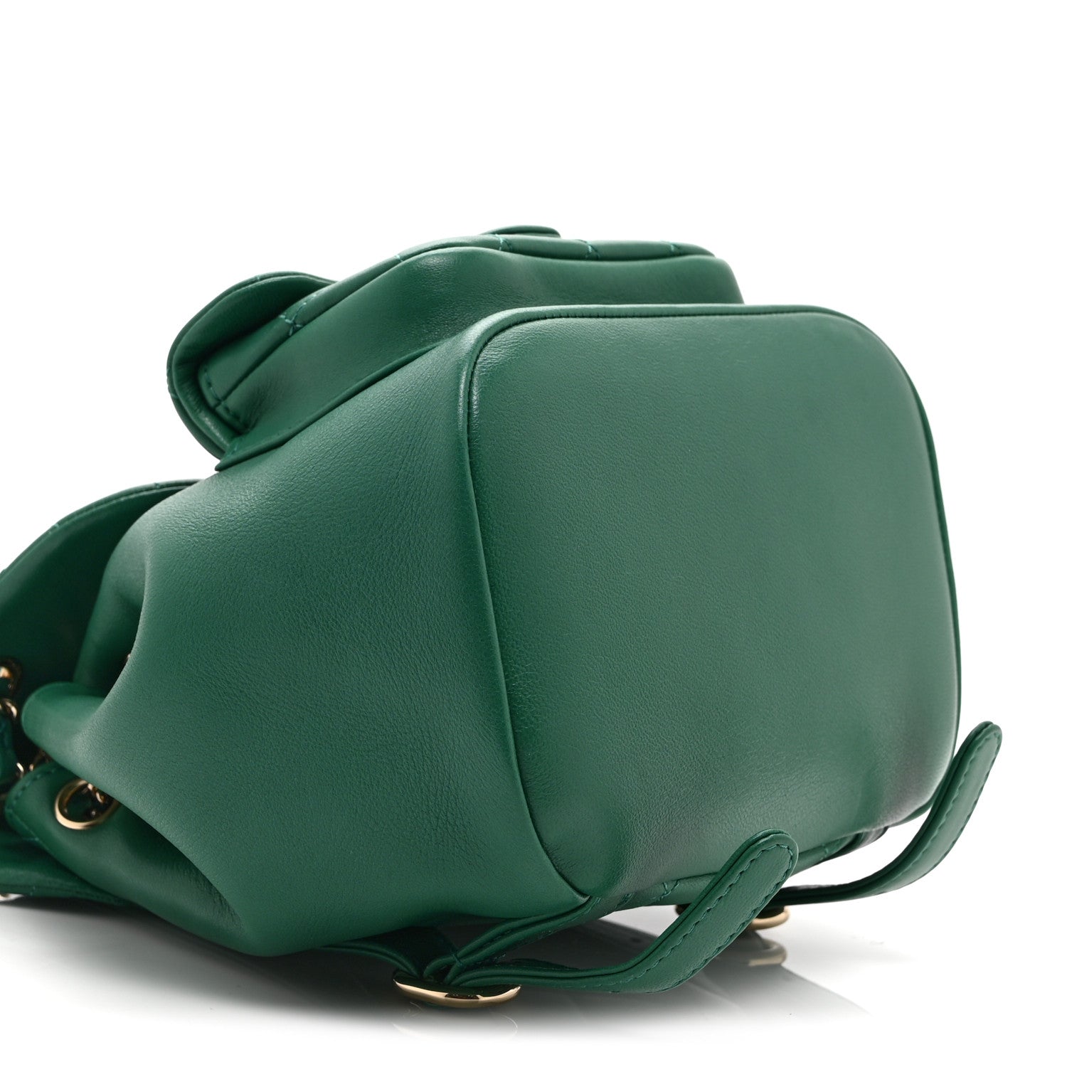 Lambskin Quilted Small Duma Drawstring Backpack Green