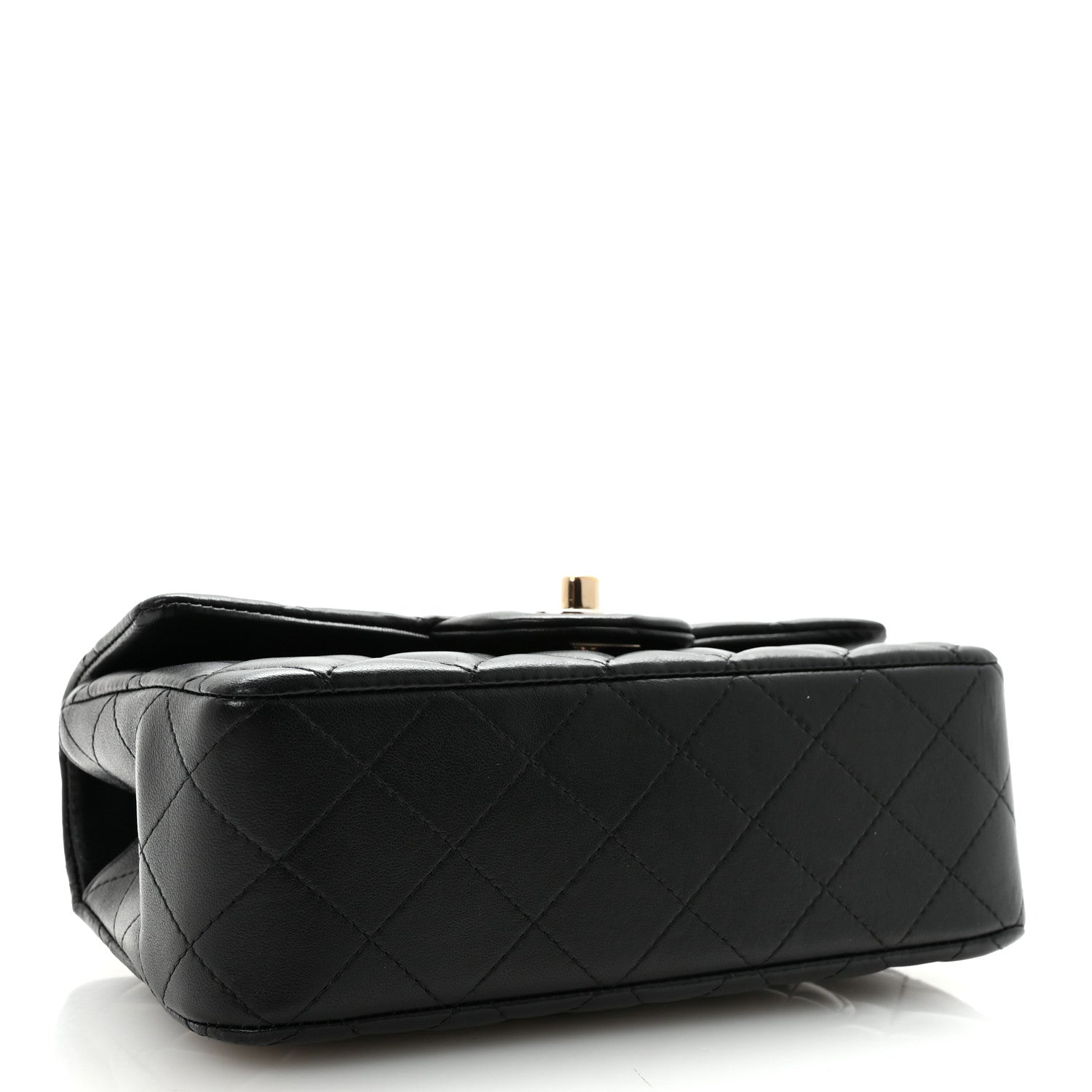 Lambskin Quilted Mini Top Handle Rectangular Flap Black