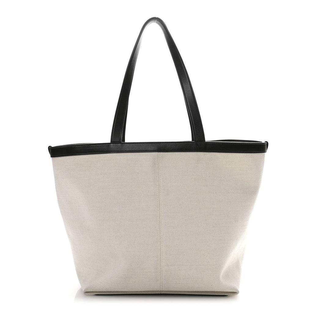 Canvas Mix Nappa Intrecciato Medium Flip Flap Tote Natural Fondant