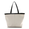Canvas Mix Nappa Intrecciato Medium Flip Flap Tote Natural Fondant