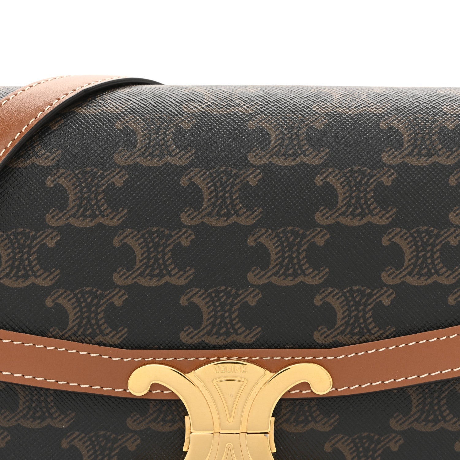 Calfskin Triomphe Canvas Teen Triomphe Bag Tan