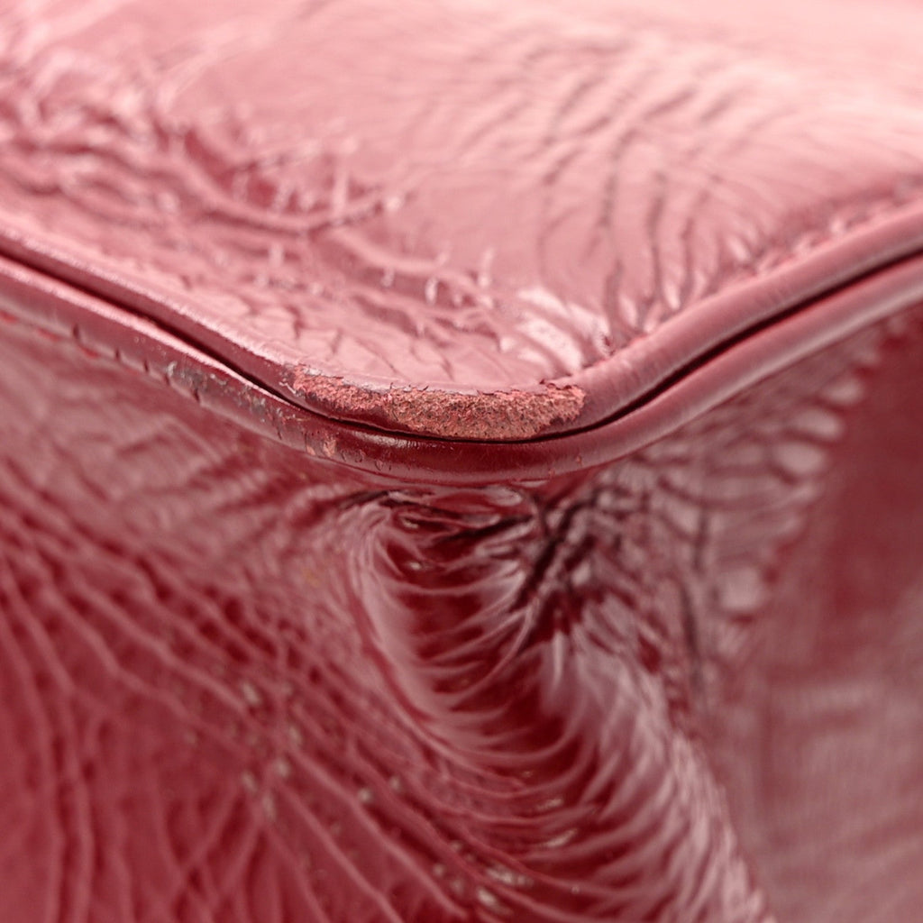 Shiny Aged Calfskin Shopping Bag Red