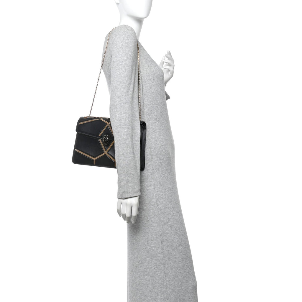 Calfskin Glam Rebel Serpenti Forever Shoulder Bag Black