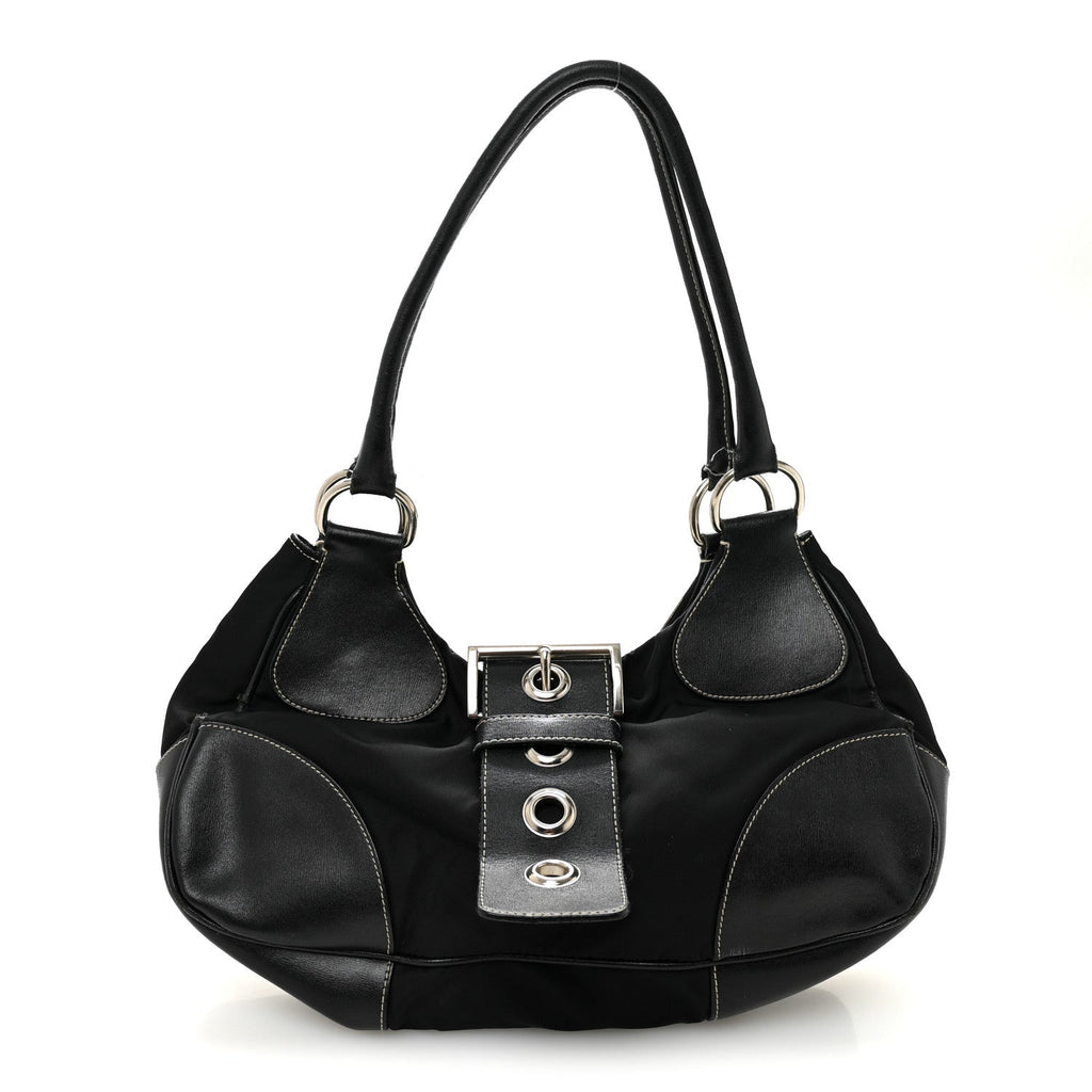 Tessuto Nylon Moon Shoulder Bag Black