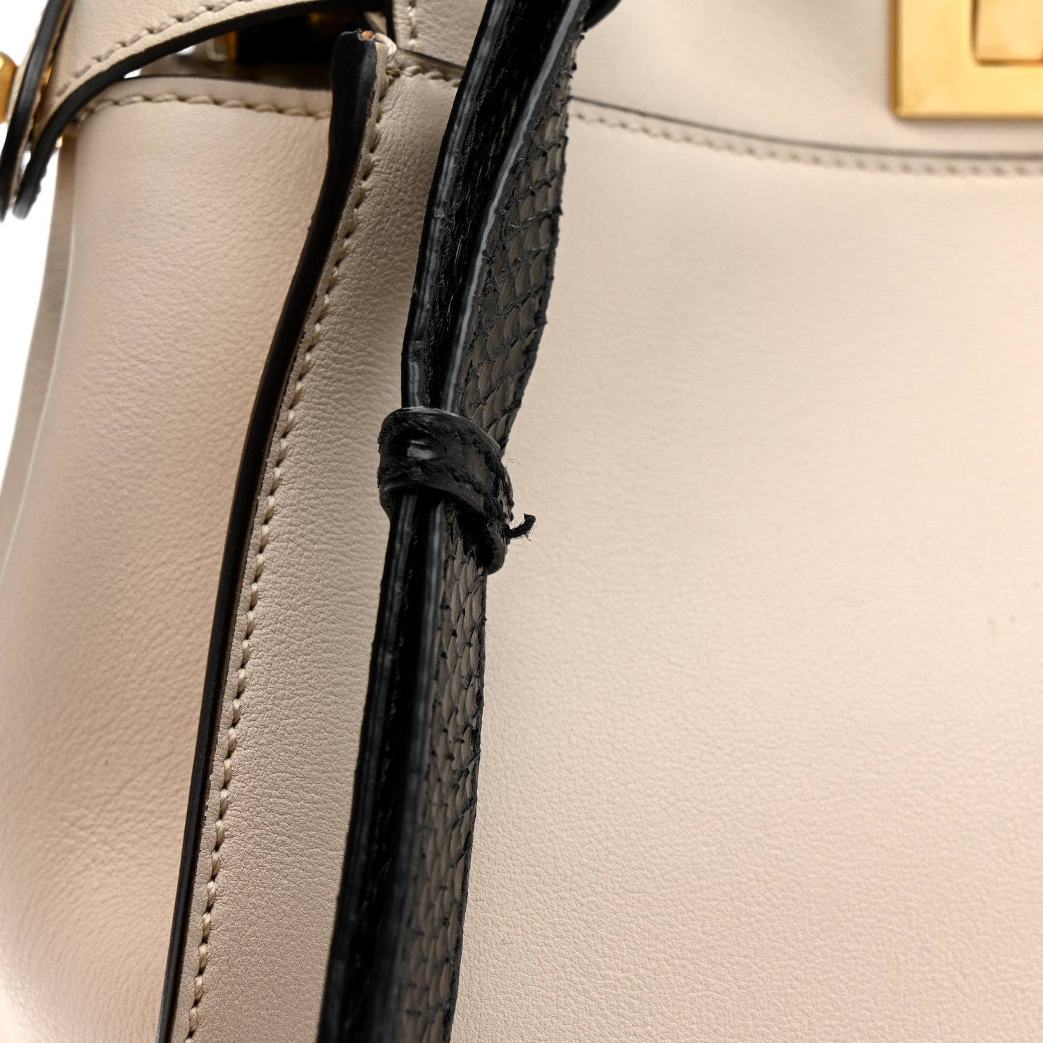 Vitello Seta Snakeskin Monster Eyes Medium Peekaboo Iconic Satchel  Amido Sand Black